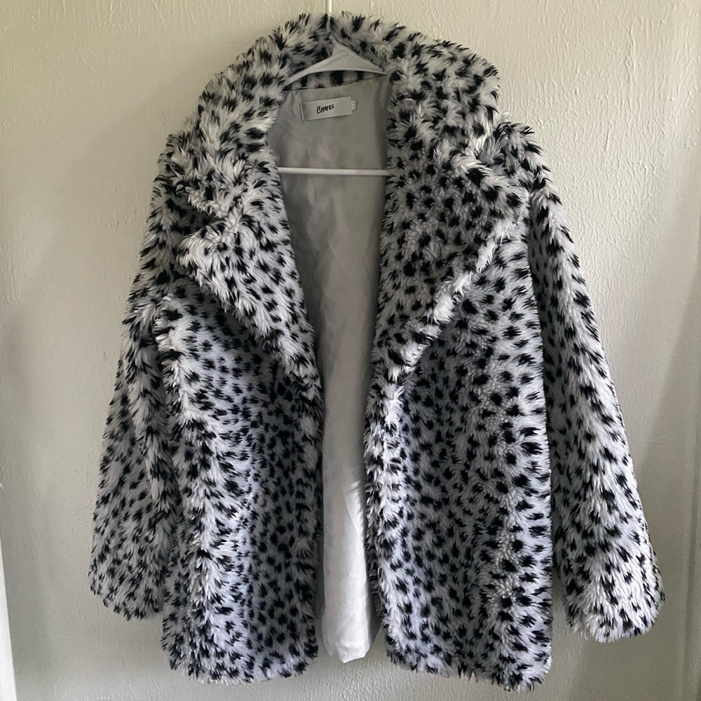 Choles Animal Print Faux Fur Jacket